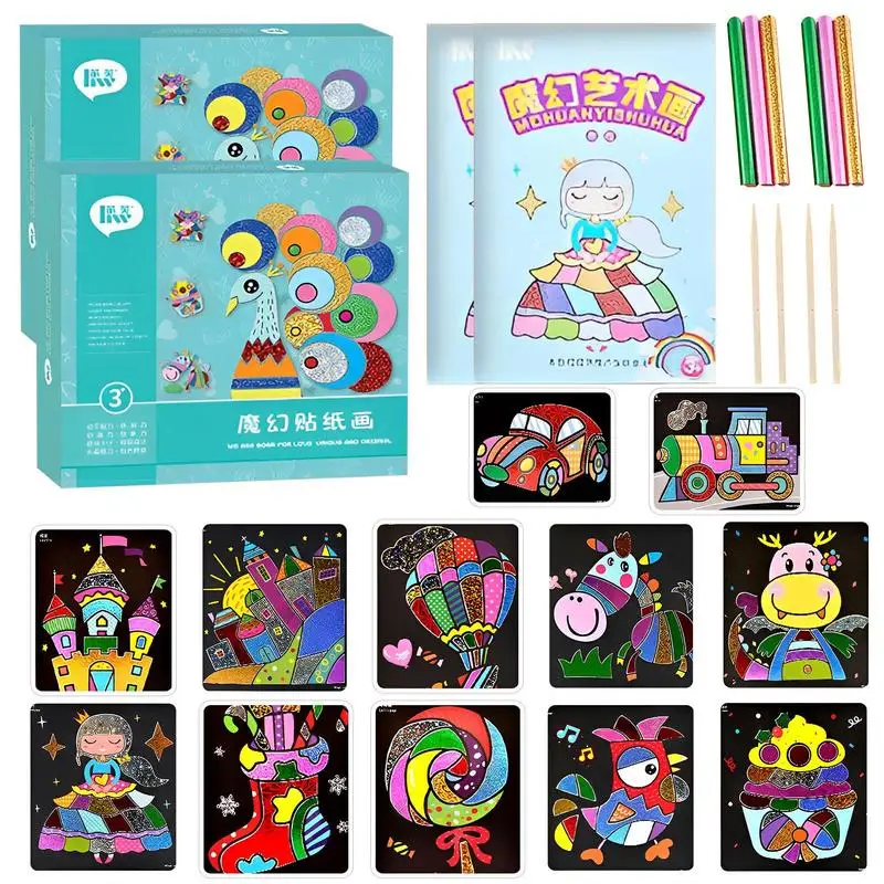 

Color By Sticker Animal Crafts Stickers Painting Cards Set For Kids Children Safety Sticker Paint Cards Kit For Boys Girls Teens