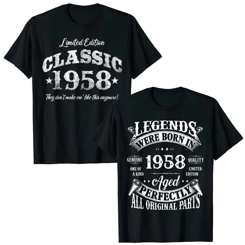 

65 Years Old Vintage Classic Car 1958 65th Birthday T-Shirt Legends Born In 1958 65-Year-Old Sayings Quote Graphic Tee Tops Gift