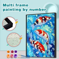 gatyztory painting by number carp animal kits handpainted picture by number multi aluminium frame drawing on canvas home diy gif