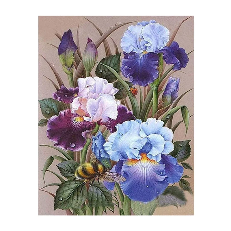 

DIY Paint By Numbers For Beginner,Iris Flowers Paint By Number Kit On Canvas 16X20inch(No Frame),Craft For Room Decor