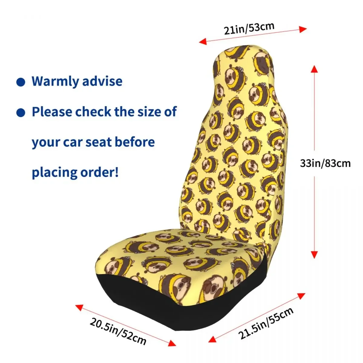 Bee Puglie милый мопс универсальный чехол для автомобильного сиденья большинства