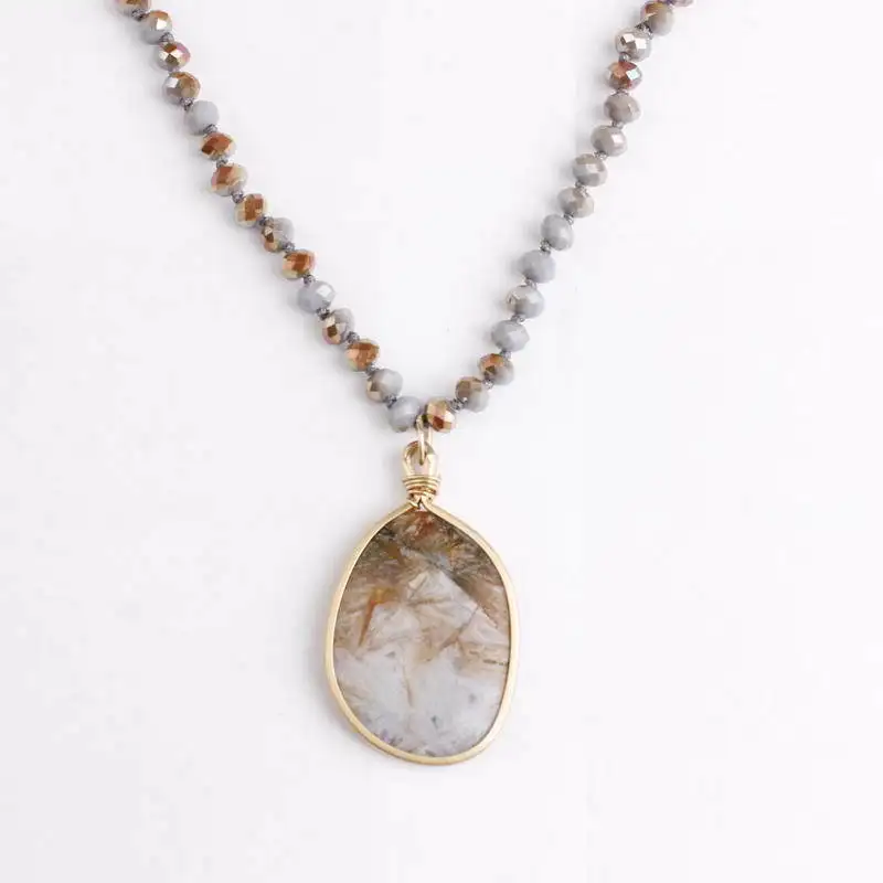 Подвеска-ожерелье из матового золота с искусственной подвеской 8 мм стеклянные