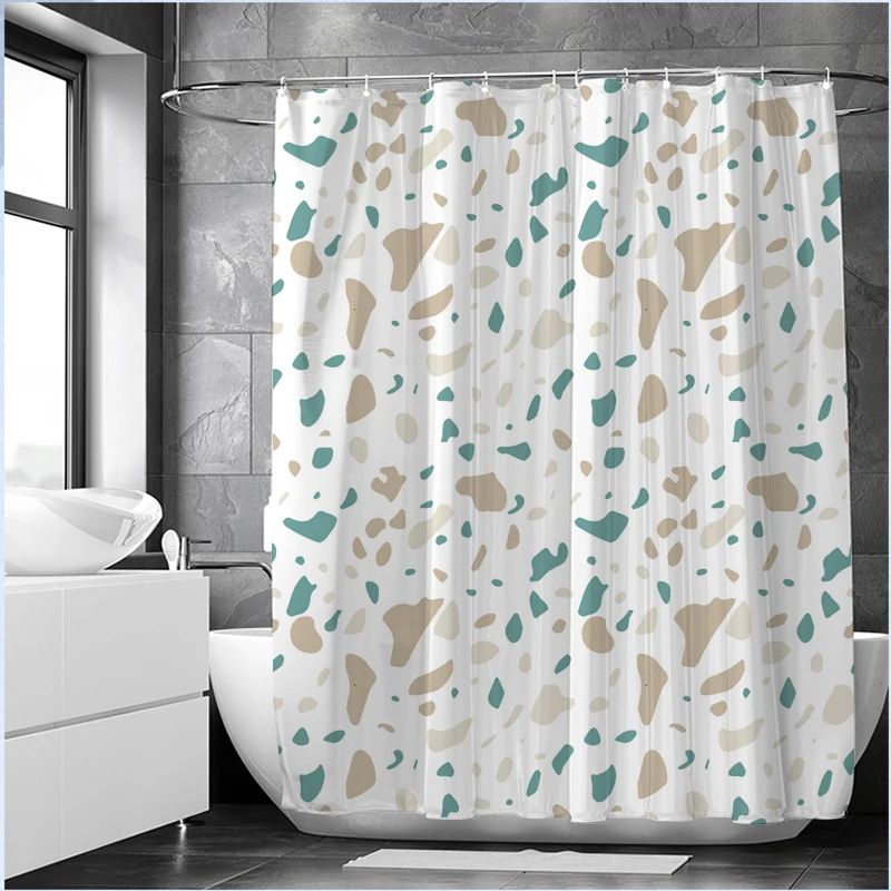 

Plants Mosaic Pattern Shower Curtains Modern Nordic Minimalist Curtains Waterproof Polyester Bathroom Bath Curtain with Hooks