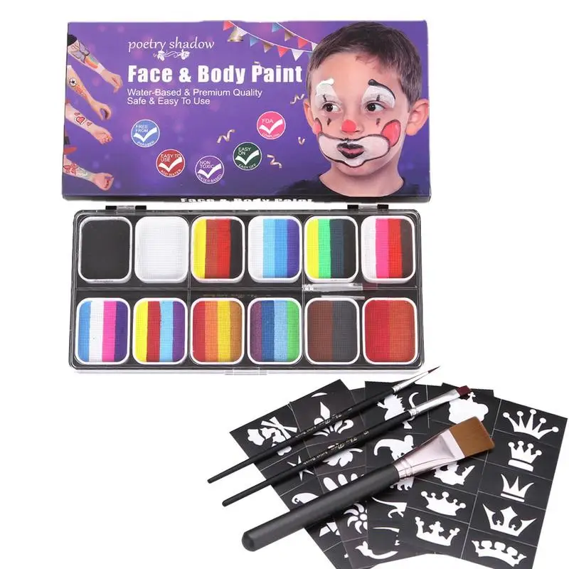 

Body Paint Oil Based Face Body Painting Kit 12-Vivid Color Sfx Makeup Paint Professional Makeup Palette For Art Theater
