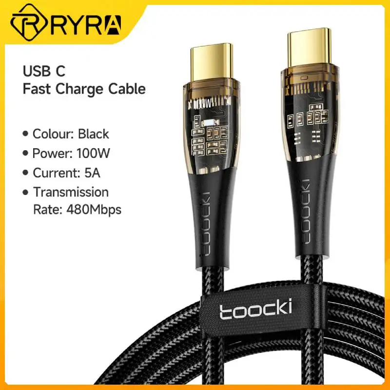 

RYRA 100W USB-C To USB C Cable PD 5A Fast Charging Wire Cord For Macbook IPad Samsung OPPO Huawei P40 Xiaomi Type-C Wire Cord