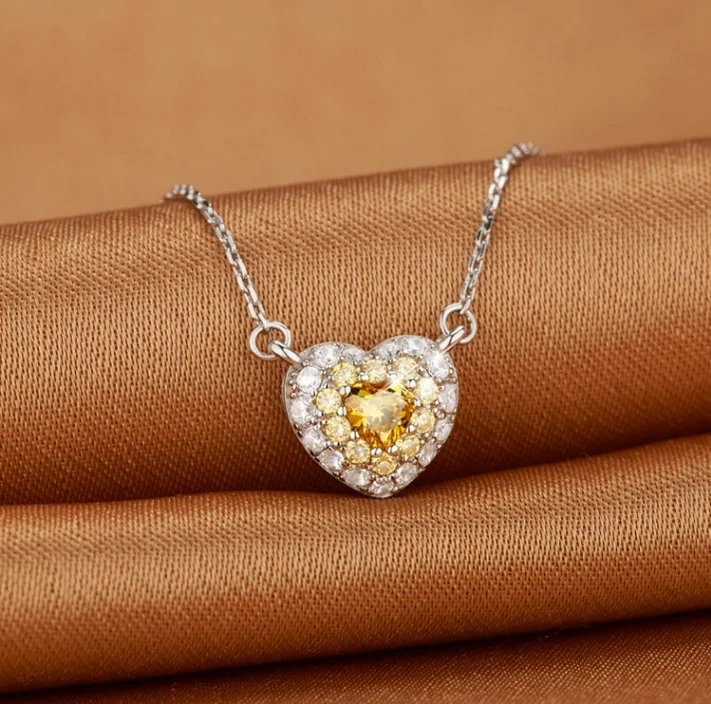 

ANGLANG Luxury Heart Pendant Necklace Bridal Wedding Shiny CZ Stone Romantic Gift Elegant Fashion Necklace Jewelry for Women