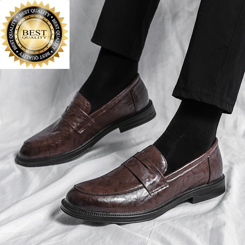 

Leather Men Shoes outdoor Patent Luxury Brand 2023 Casual Slip on Formal Loafers fashion Moccasins Italian Black men party