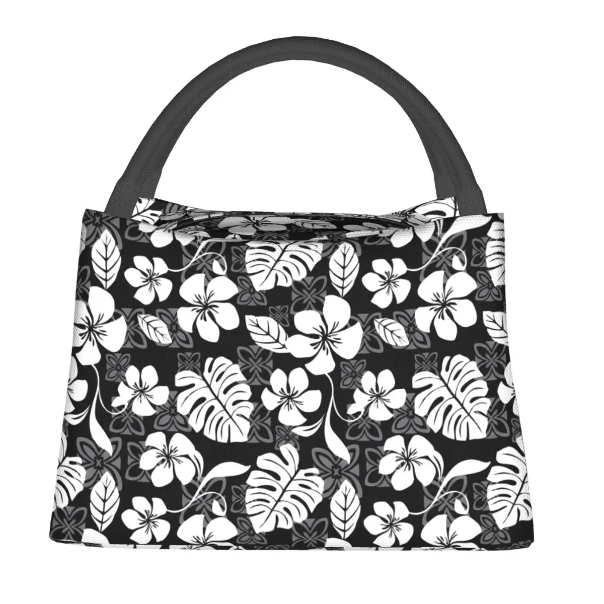 

Tropical Floral Lunch Bag White Flower Print Portable Insulated Lunch Box Office Cooler Bag Waterproof Thermal Tote Handbags