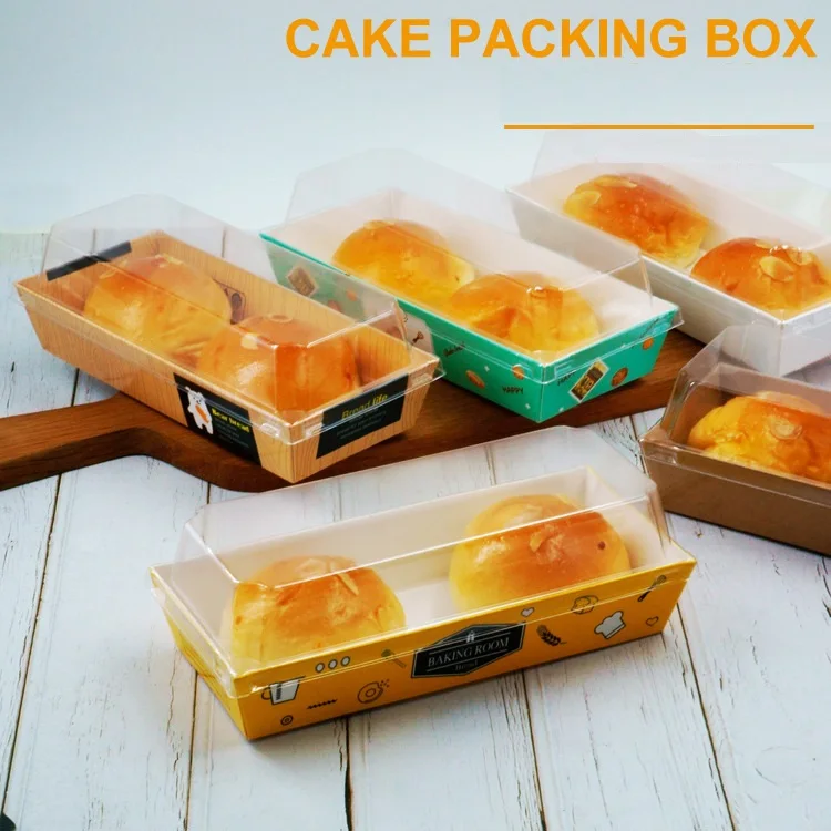 

Free shipping Rectangular Bread Cake Sandwich Sushi Boxes with Clear Plastic Lids Disposable Cardboard Baking Packing Box WB883