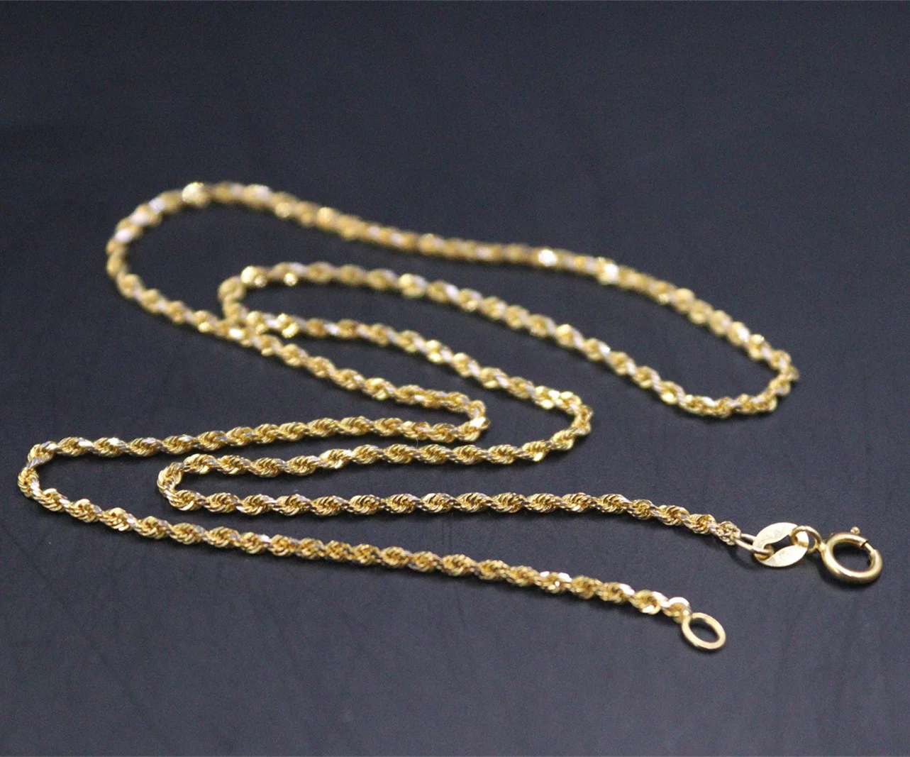 

Pure Au750 18K цепочка из желтого золота Women 1,1mm звено веревки Necklace 0,8-1g 17.9in