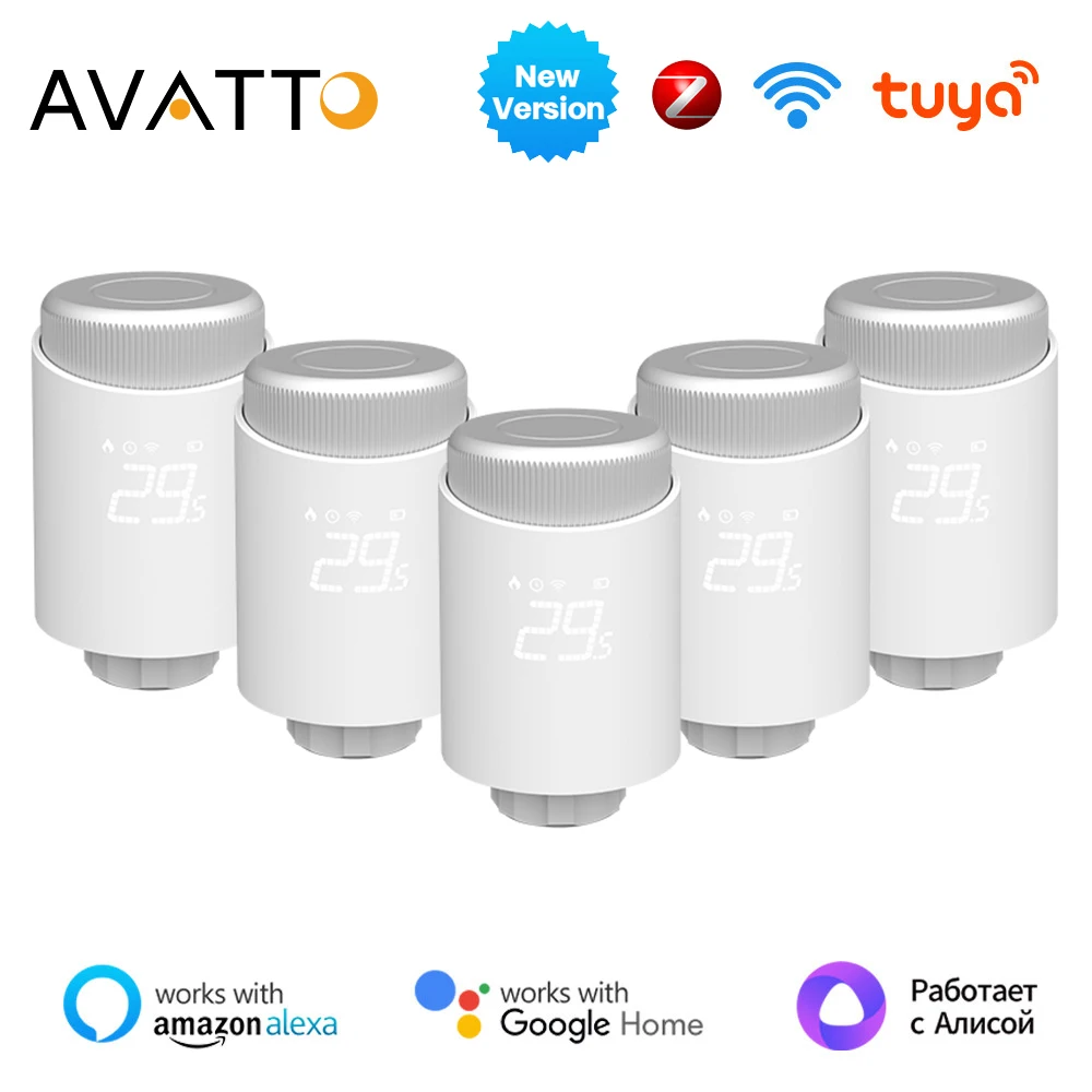 Привод радиатора термостата AVATTO ZigBee3.0, программируемый термостат для подогрева Tuya, контроллер температуры для Alexa Google Home