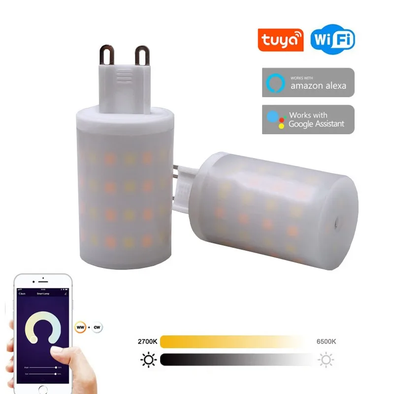 

Приглушаемая Светодиодная лампа 6 Вт Smd2835led, умный таймер, Энергосберегающая светодиодная лампа Tuya G9, умный дом, 2700-6500k, Wi-Fi