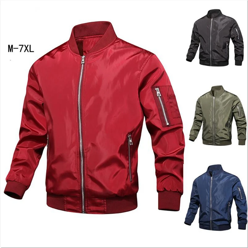 

Spring Autumn Jackets Mens Business Coat Casual Stand Collar Zipper Thin Outwear Tops Oversized 7XL Bomber Jackets Men Clothing