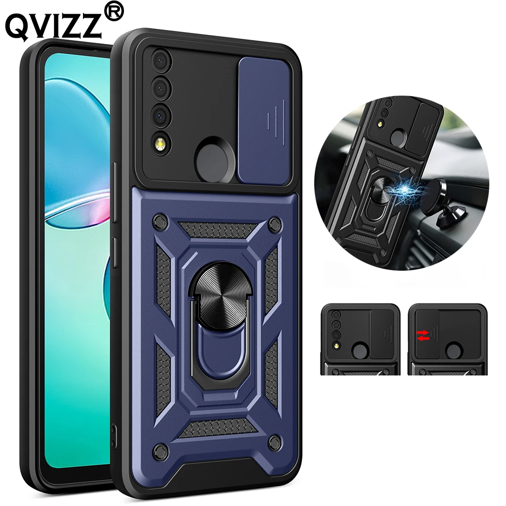 

Slide Camera Case for TCL 30 XE 5G T767W Luxury Car Magnetic Ring Holder Armor Shockproof Soft Edges Hard Phone Cover TCL30XE5G