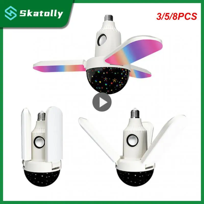 

3/5/8PCS Light Dimming 40w 3leaves Rgb Starry Light Portable Decorations Music Bulb Lamp For Home Lighting