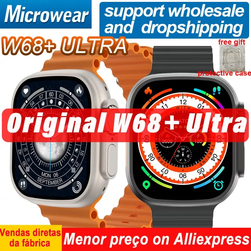 

2023NEW Microwear W68+ Ultra Smart Watch 8 Ultra Men DIY Video Watch Face 2.2 IPS 49mm NFC Heart Rate Game SOS 105 Sports SmartW