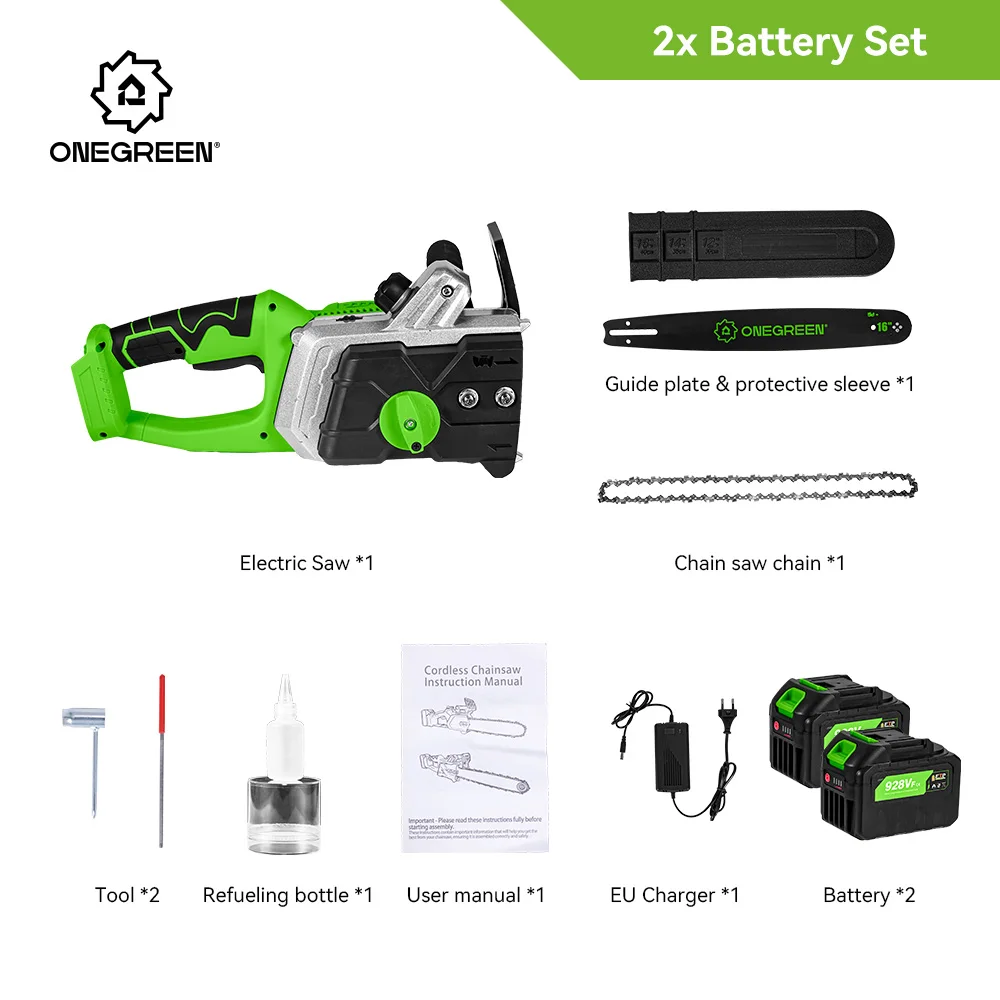 

ONEGREEN Бесщеточная аккумуляторная электропила 8000 Вт 16 дюймов