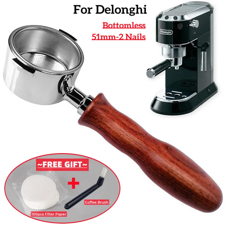 

51mm Bottomless Coffee Portafilter For Delonghi Filter Basket Espresso Machine Accessories For De longhi