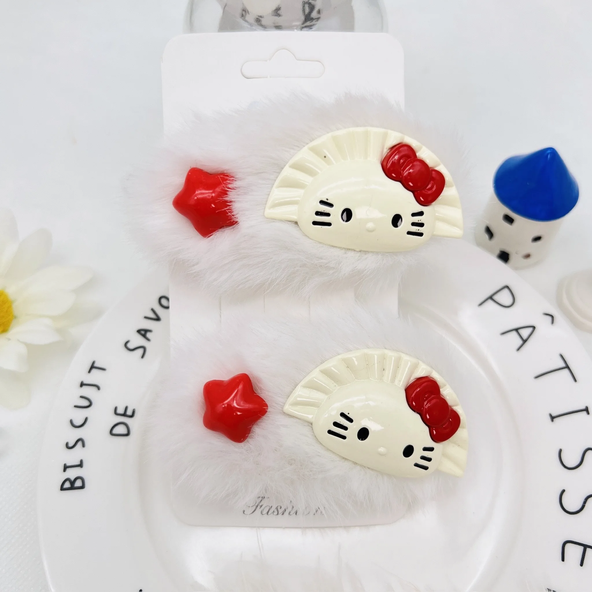 Набор Плюшевых Заколок Hello Kitty Для Девочек Декоративные Боковые Заколки Волос