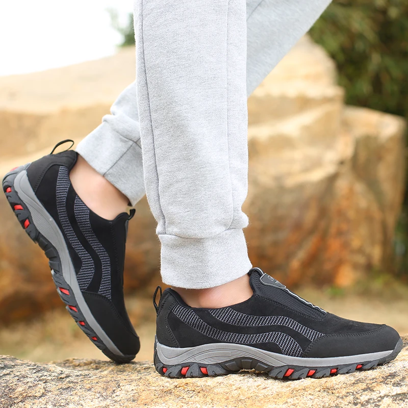 SALUDAS Men Slip on Loafers Walking Shoes Mesh Breathable Comfortable Casual Tennis Sneakers Non-slip Outdoor Climbing Shoes