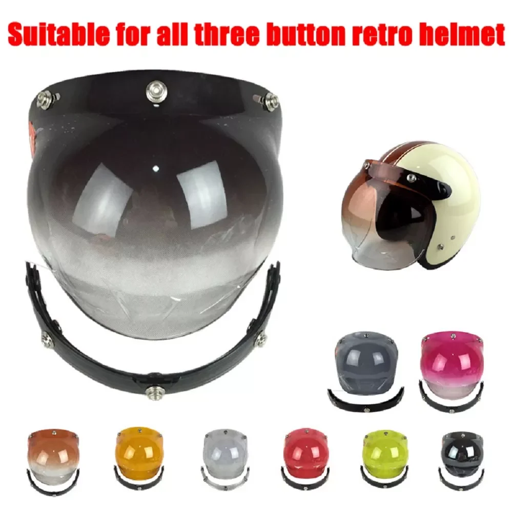 

NEW2023 Vintage Motorcycle Helmets Bubble Visors Lens With Shield 3 Button General 3/4 Open Face Motorcycle Jet Helmet Accessor