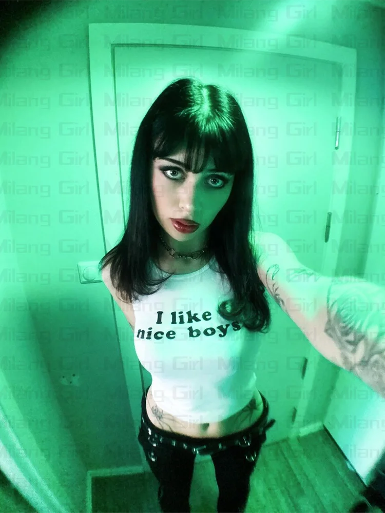 Футболка Y2k женская с надписью винтажный Топ в стиле панк гранж уличная одежда