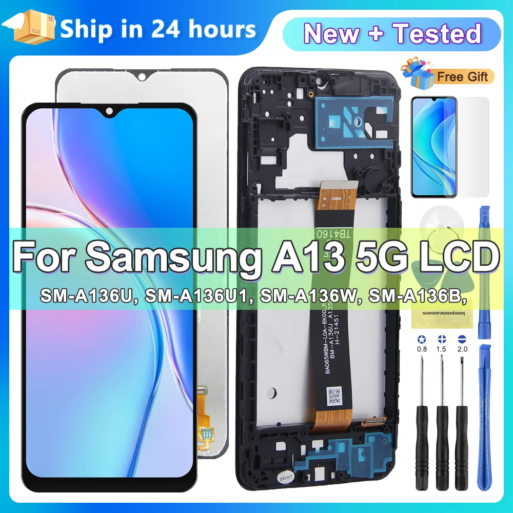 Дисплей A13 для Samsung 5G A136 ЖК-дисплей с сенсорным экраном и дигитайзером A136B A136U