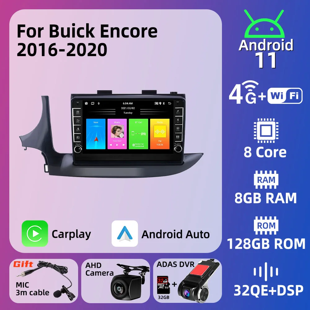 

For Buick Encore 2016-2020 2 Din Android Car Radio GPS Bluetooth-compatible Navigation Multimedia Player Head Unit Stereo WIFI