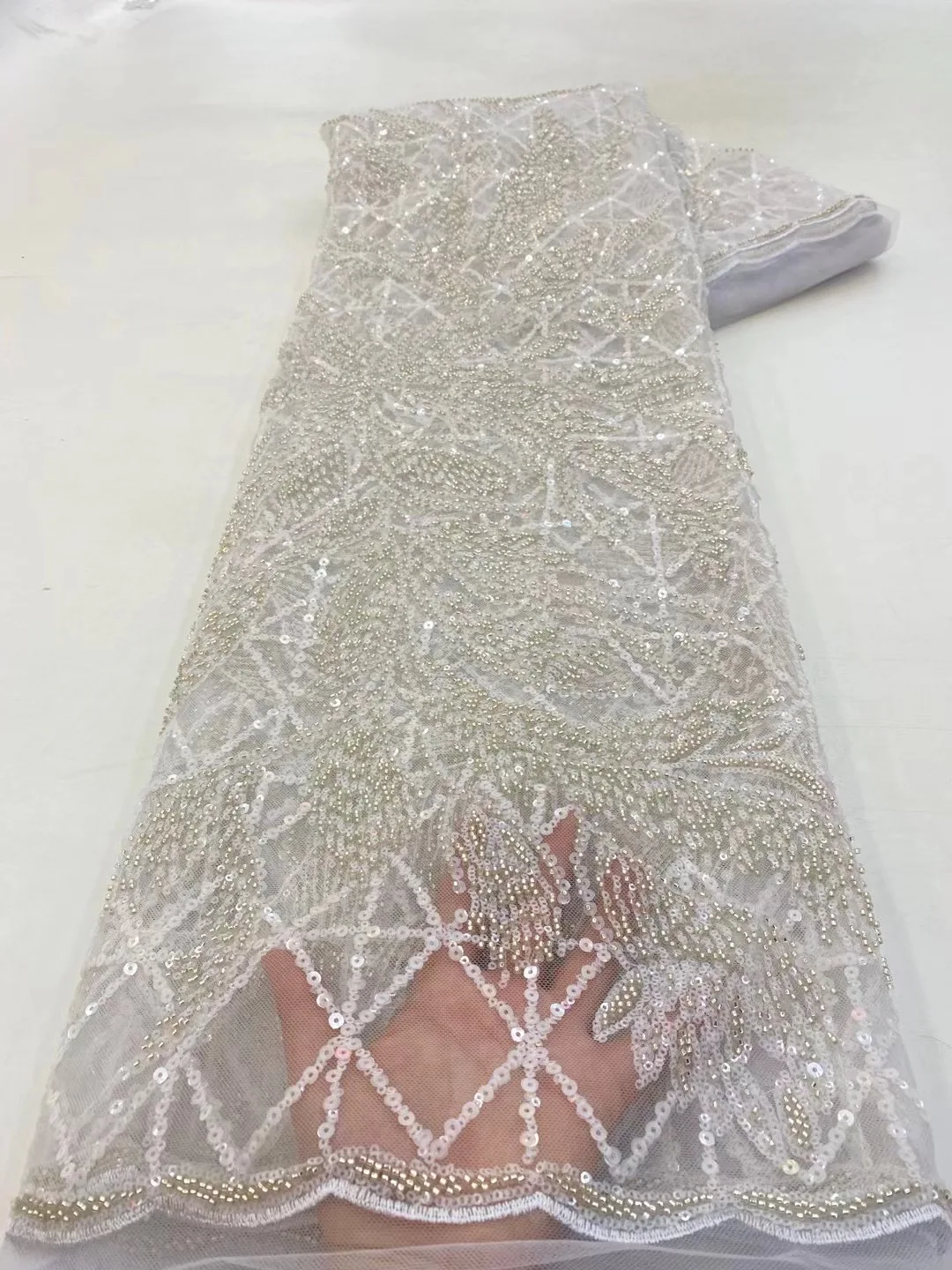 

Кружевная французская Тюлевая ткань для невесты ручной работы с 3D бусинами 2023 Высококачественная вышивка африканские блестки кружевная ткань для роскошной свадьбы