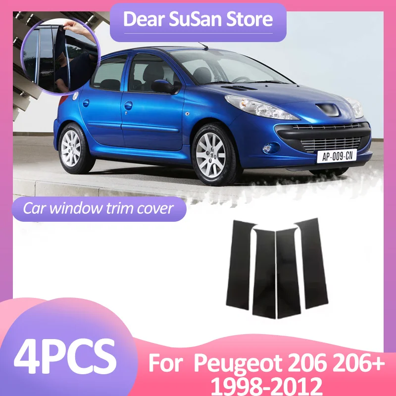 4 шт. Накладка на окно автомобиля для Peugeot 206 + 207 Compact Sedan 1998~2012 B C Наклейки стойку