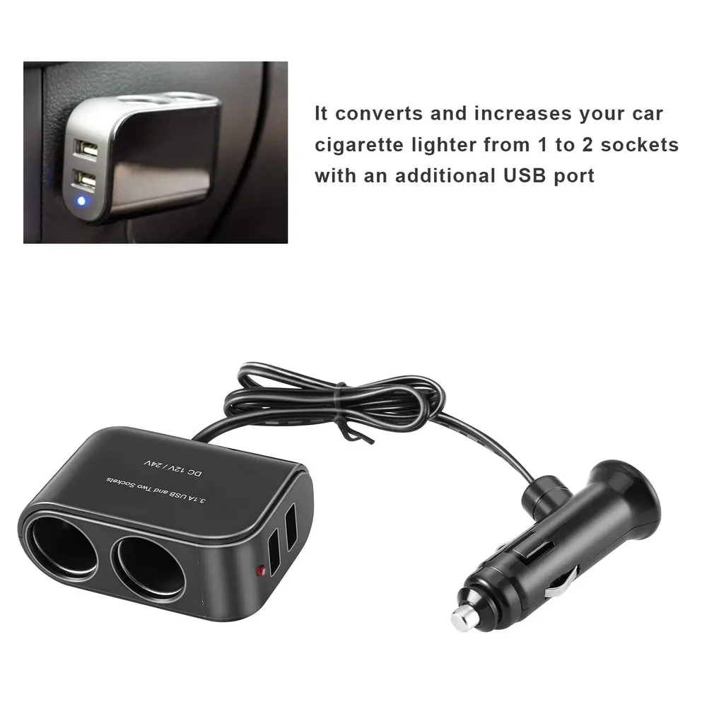 

Новый универсальный USB 12 В/24 В 2-сторонний автомобильный прикуриватель + светодиодный светильник ель освещения
