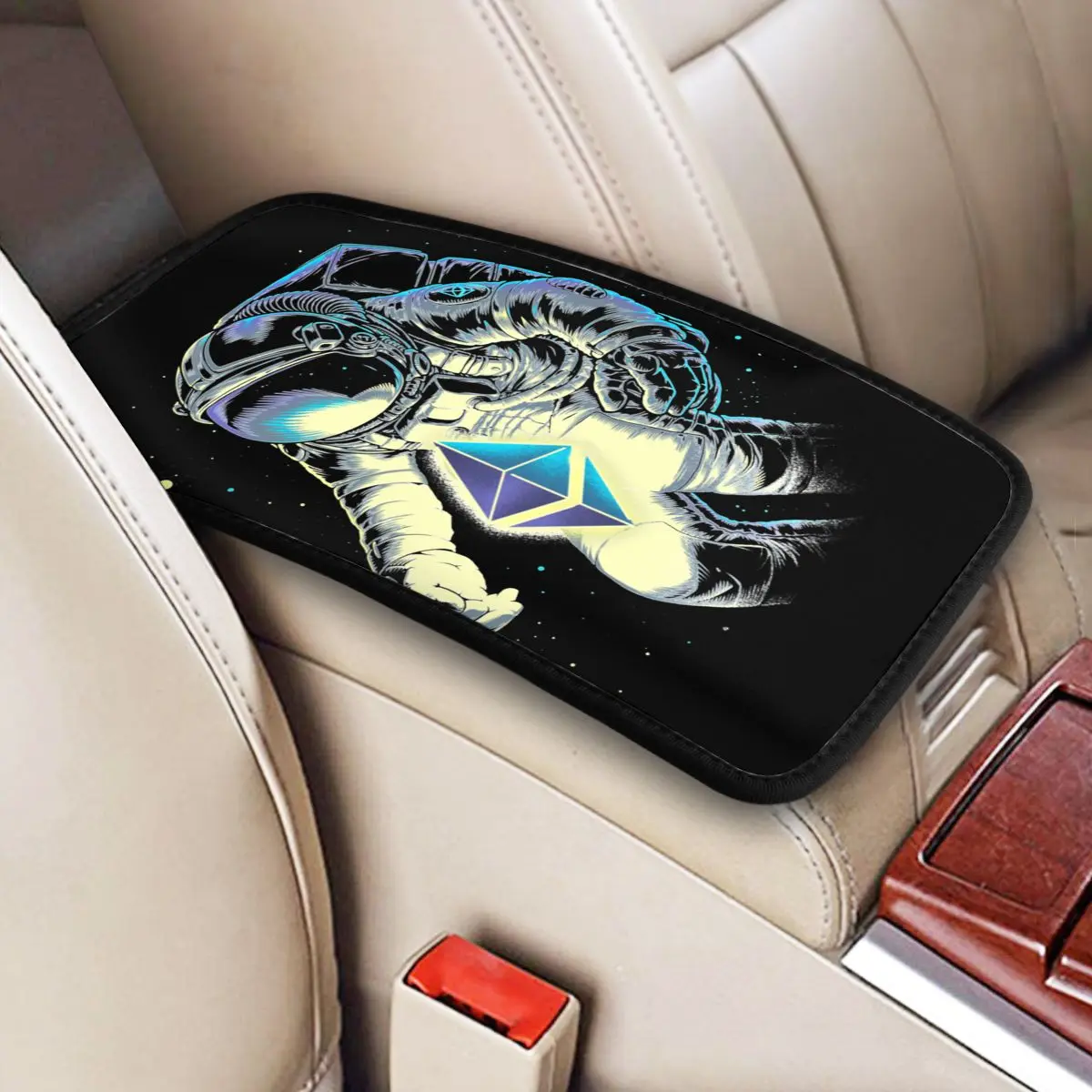 

Center Console Cover Pad Space Ethereum Car Arm Rest Cover Mat Bitcoin Cryptocurrency Blockchain Car Interior Accessories