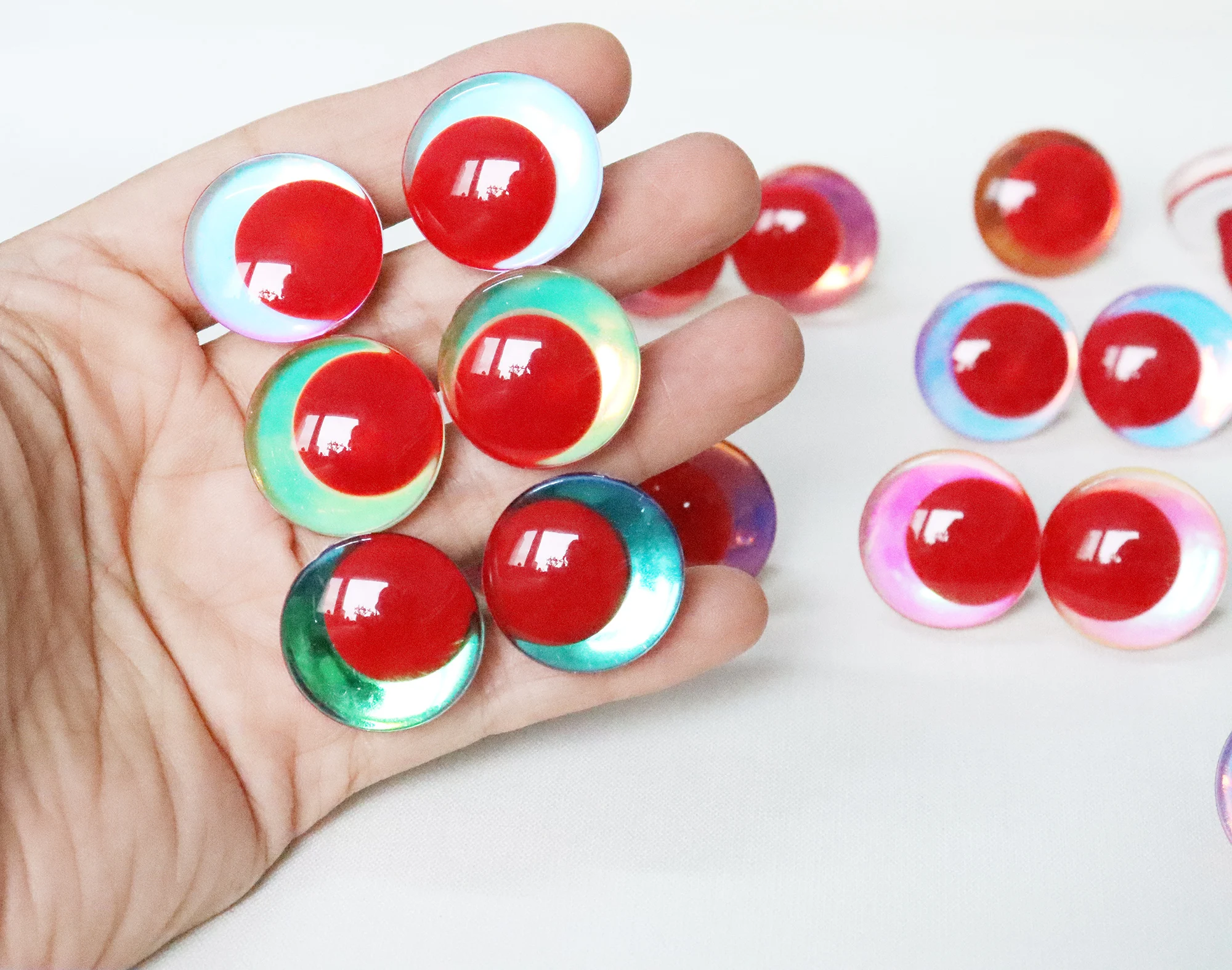 lalka pluszowa diy findings 14mm do 35mm czerwony źrenic 3D COMICAL ROUND GLITTER TOY EYES z twardą podkładką pluszowej lalki -HC10-10pairs