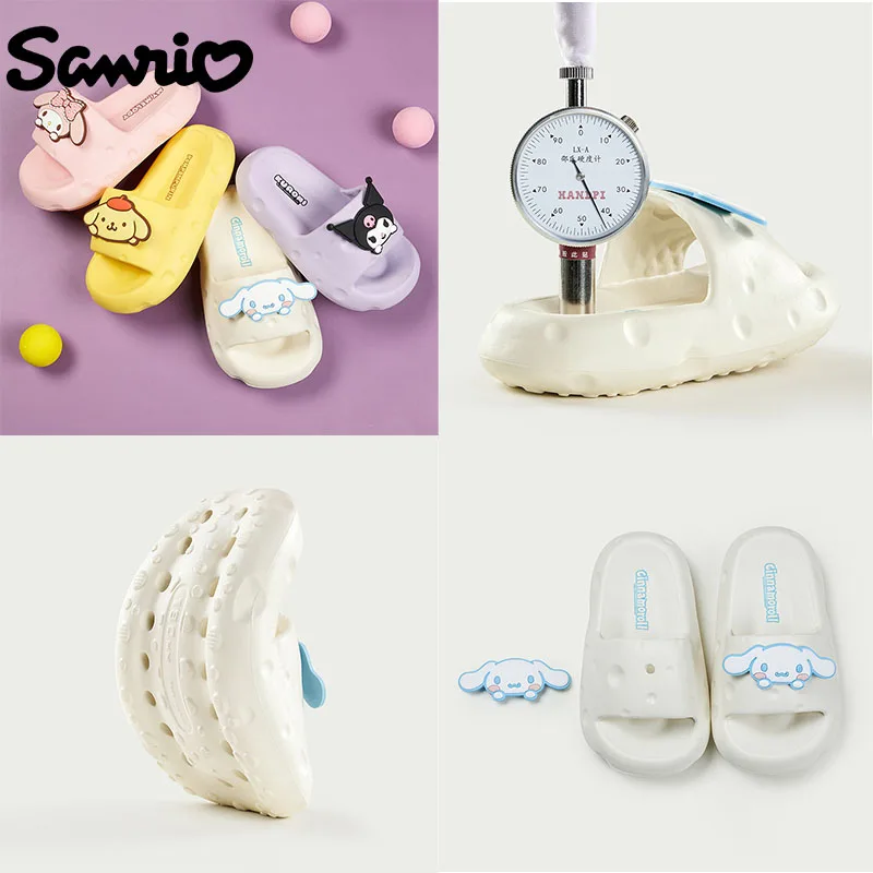 

Kawaii Sanrio Kuromi My Melody Cinnamoroll Pompom Purin Anime Cartoon Line Sandals with Soft Soles for Children One Word Drag