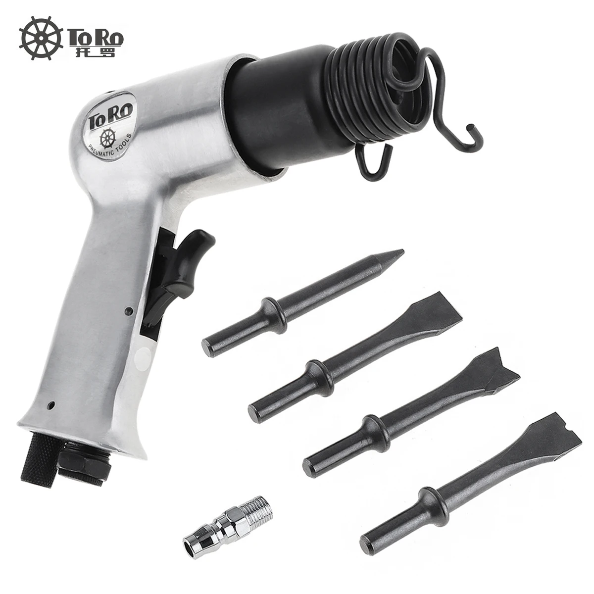 TORO Handheld Pistol Gas Shovels Air Hammer Small Rust Remover Pneumatic Tools with 4 Chisels for Cutting / Rusting Removal