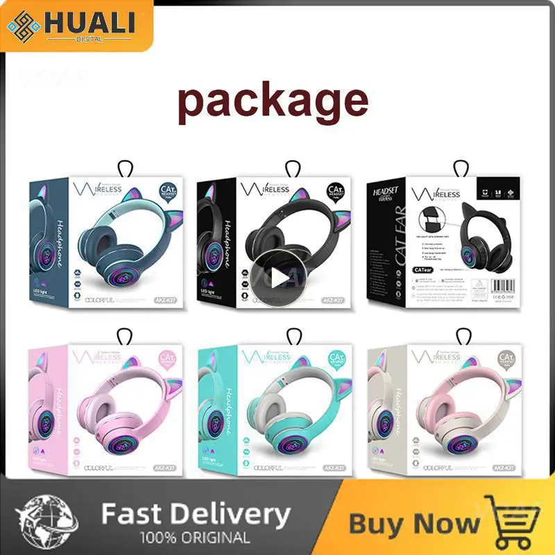 Cat Ear Headphones 3.5mm Plug Foldable Design Usb Cable Rgb 5.0 Headset Game Headset Rechargeable Battery Good Quality