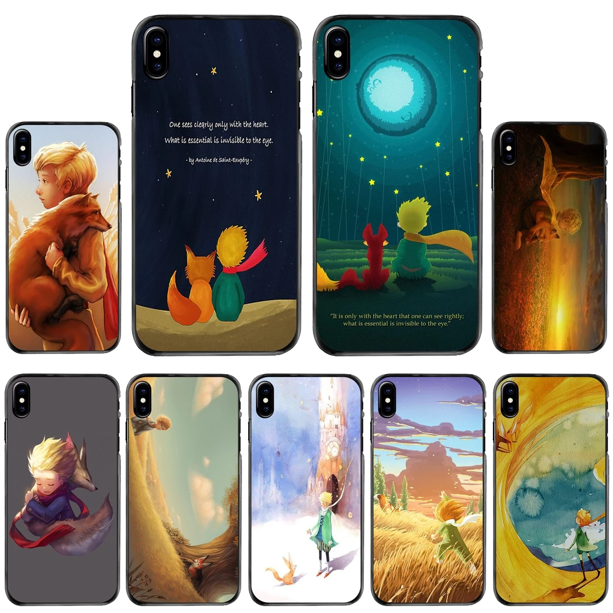 

For Apple iPhone 11 12 13 14 Pro MAX Mini 5 5S SE 6 6S 7 8 Plus 10 X XR XS the little prince fox illustration Hard Phone Case
