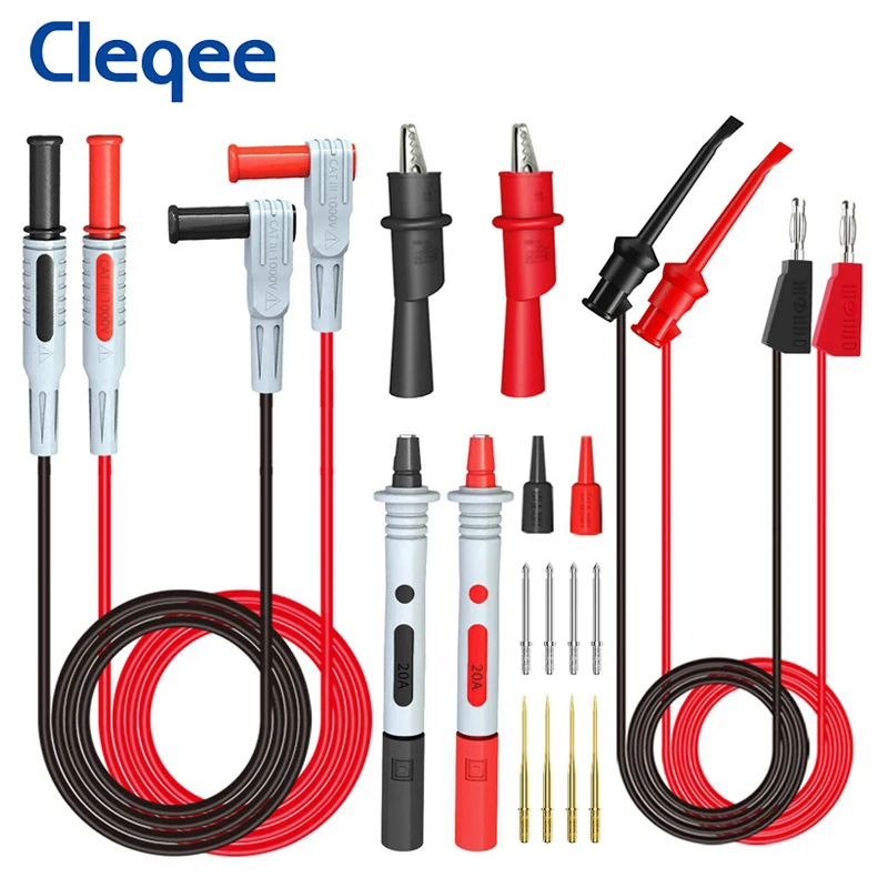 

Cleqee P1308B набор тестовых щупов для мультиметра со сменными иглами зажимами типа «крокодил» 4 мм вилка типа «банан» для Тестирования электронн...