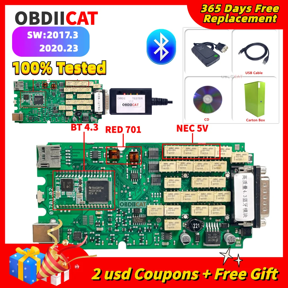 Высокое качество A + одиночный OBDIICAT Nextgen WOW TCS с полным корпусом сканер VCI Bluetooth obd2