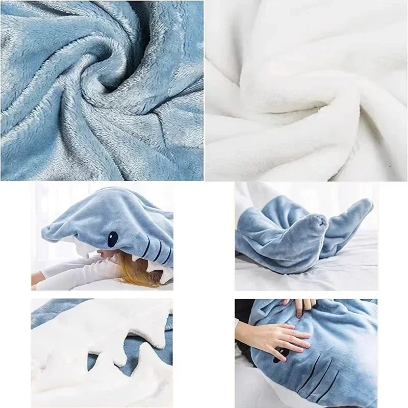 Одеяло с капюшоном Акула онезис для взрослых и детей носимые толстовки одеяло