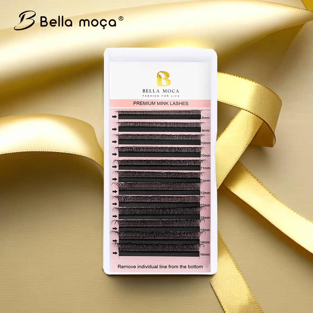 Женские ресницы Bella Moca 5DW 20 шт. формы завивки D Mix 8-14 мм Cilios 5D натуральные накладные