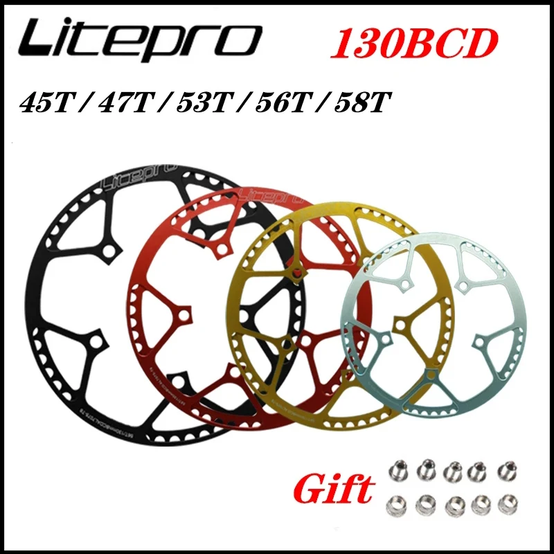 

Litepro односкоростной 130BCD складной велосипедный кривошипный комплект BMX Chainwheel 45T/47T/53T/56T/58T AL7075 цепное колесо 170 мм, кривошипная цепь RingLi