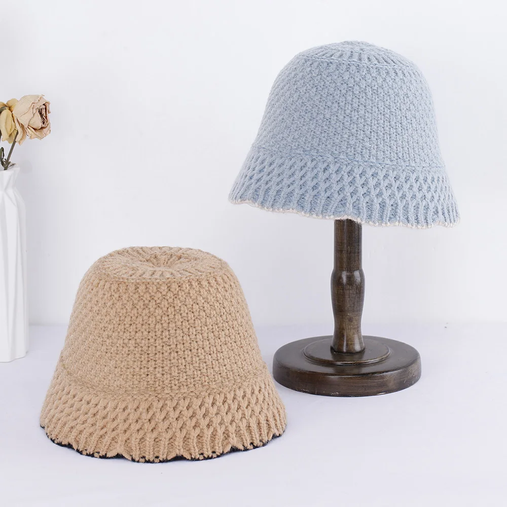 Панама Женская осенне-зимняя вязаная складная однотонная