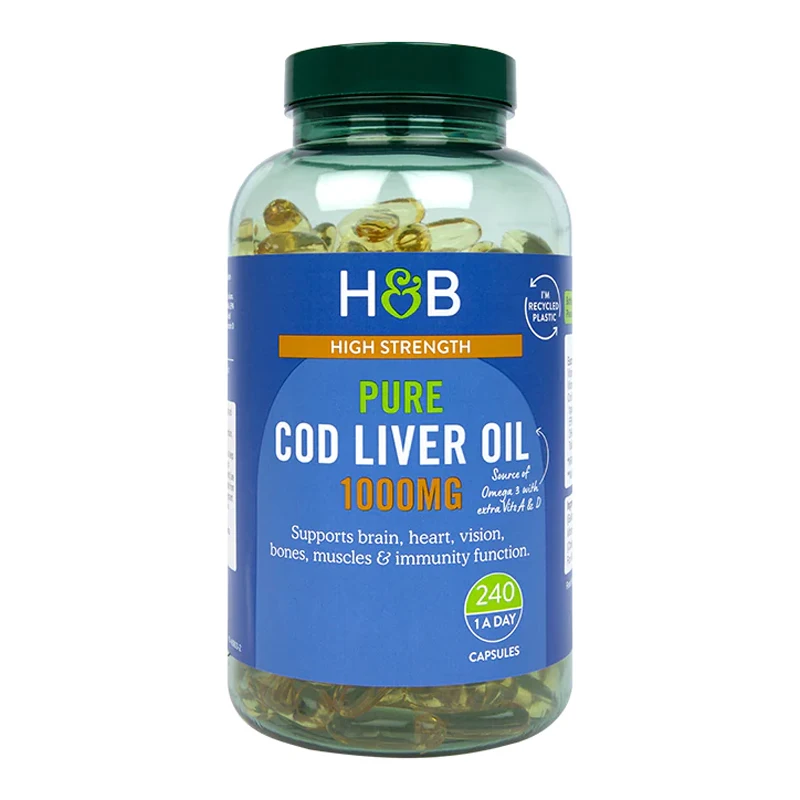 

Cod Liver Oil 1000 mg Omega-3 and vitamin A & D 240 Capsules Free shipping