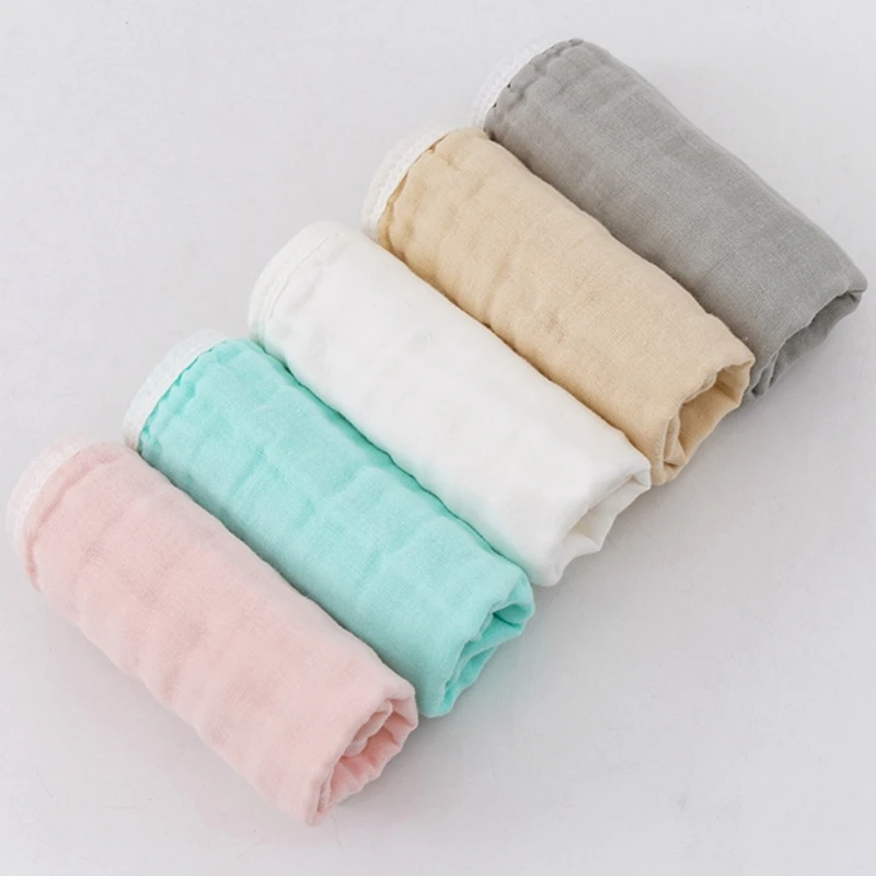 

5pcs Baby Muslin Washcloth Muslin Square Cotton Natural Baby Face-Towel Reusable Extra- Soft Newborn Baby Wipes Bath Shower
