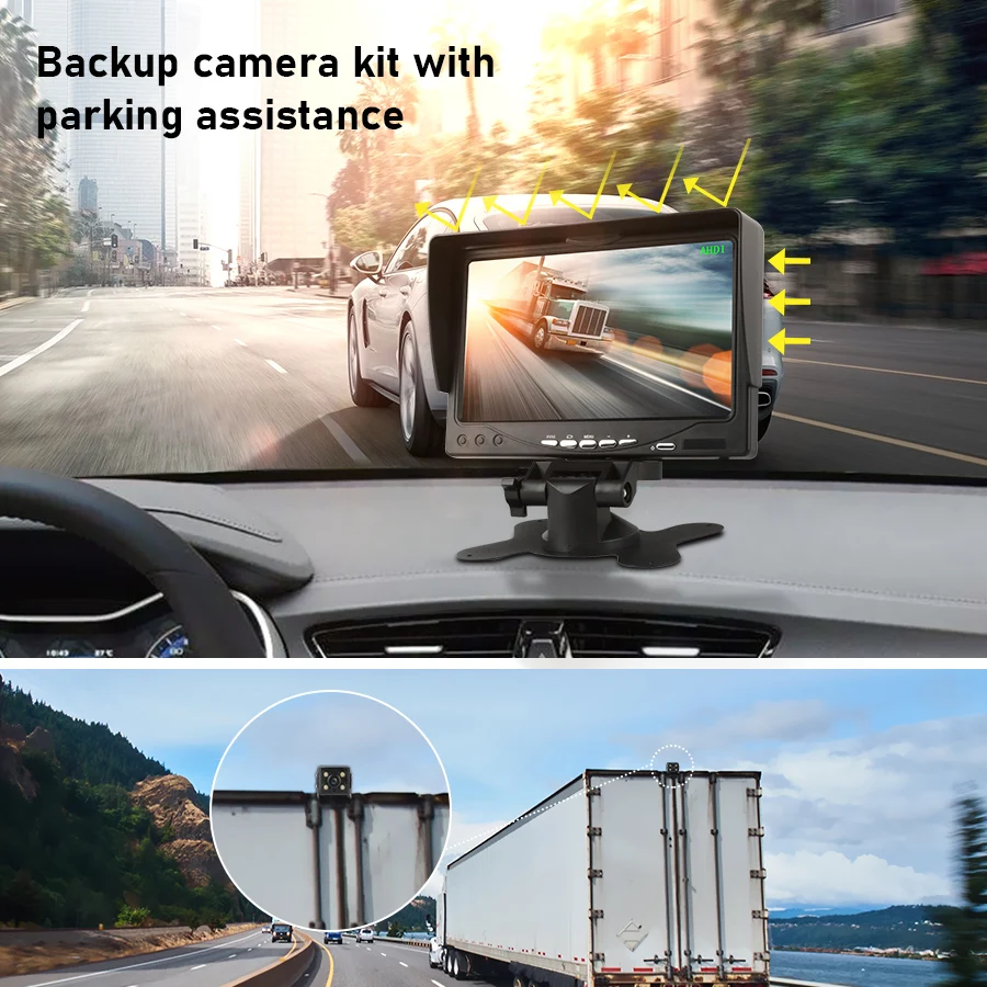 $63.83 Jansite 7 inch AHD 1080P Car Monitor rear view camera Aviation head Waterproof 4 pin Camera Harvester truck 12-24V Reverse image