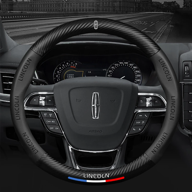 

Suitable For Lincoln MKC Steering Wheel Cover Leather MKZ Continental MKX Navigator MKT Navigator Modification Special Carbon Fi