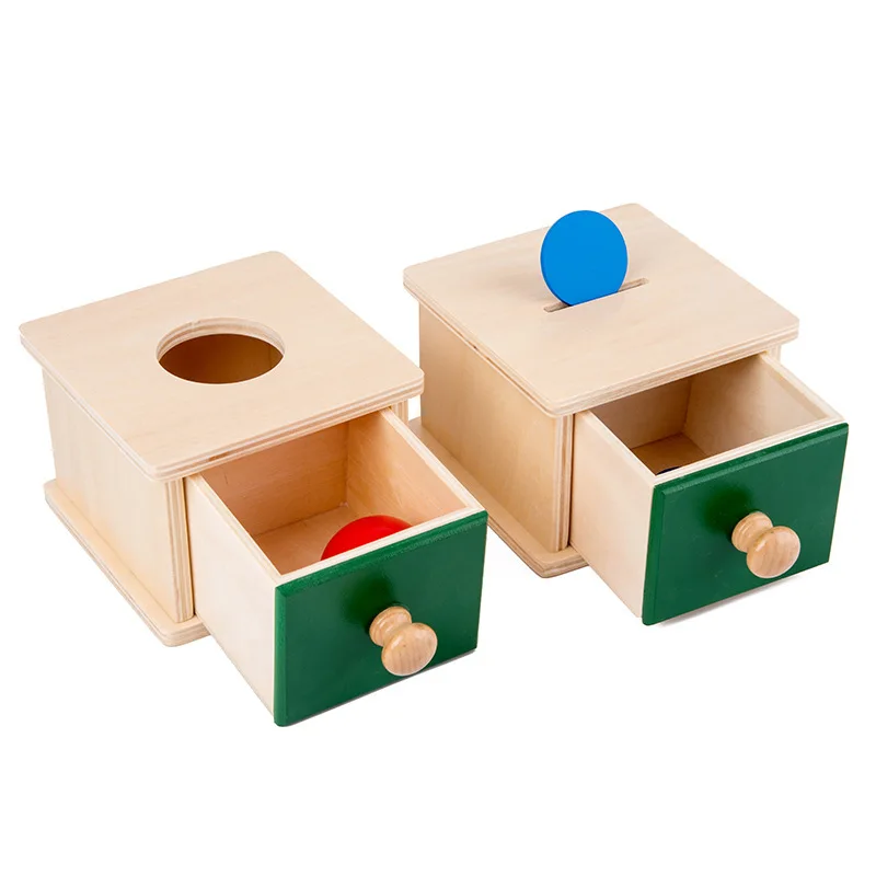 Giocattoli educativi di legno educativi della scatola della moneta infantile di Montessori per il gioco del cassetto degli aiuti didattici sensoriali di apprendimento precoce del bambino