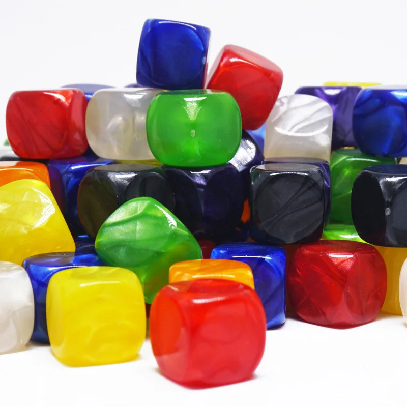 

7 Kinds 14mm Pearl Pattern Round Dice 10pcs/set Blank Glossy Dice DIY Game Accessories