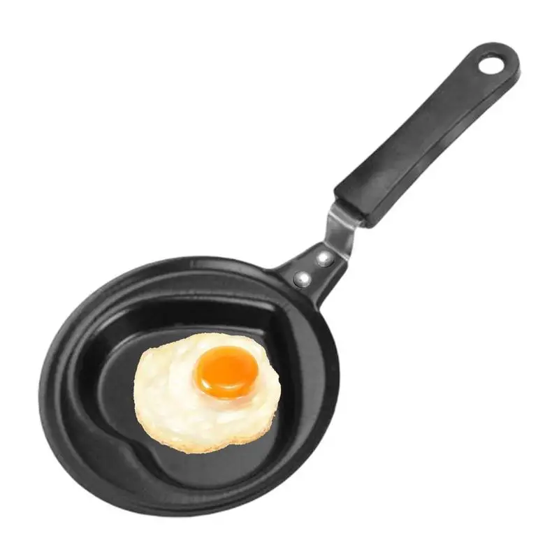 Mini Breakfast Heart-Shaped Omelet Pan Cartoon Frying Pan with Heat Insulation Handle Non-Stick Egg Pan Heart-Shaped Mold